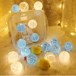 Plastic Crack Balls Strings Lights LED Holiday Lighting Battery Operated Waterproof Outdoor Courtyard Decoration Christmas Globe Lights