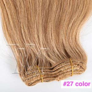 Vmae Clip Ins Unprocessed European Brazilian Human Hair Extensions 100g Natural Color Golden Full cuticle aligned Hair Extensions