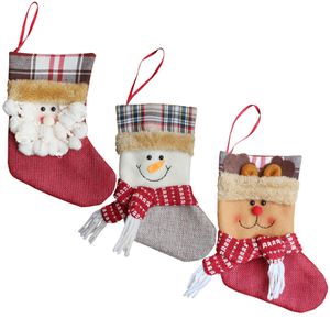 Маленькие рождественские Stckings Санта Снеговик олени конфеты носки Рождественская елка украшения для семейного отдыха подарок ребенку JK1910