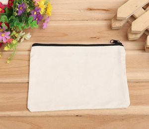 19cmx15cm Anpassad logotyp Kosmetisk väska Blank Canvas Zipper Pouches Bomull Makeup Väskor utan foder