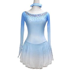 LIUHUO Vestito da pattinaggio artistico per ragazze LiAsymmetric Hem Spandex Alta elasticità Competizione Abbigliamento da pattinaggio Crystal