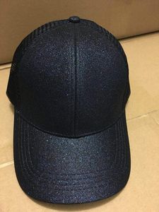 Fashion- Glitter Ponytail Snapbacks Visor Hats Mesh Baseball Cap Lady Sequins Ball Hat New Fashion for Free Shipping
