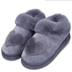 Chinelos Mulheres de algodão quente Plush Inverno Fur chinelos macios Sapatos de interior Chegada nova forma de coração Plano Com Chinelo