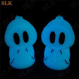 Luminous Style Cool Ghost mold smoking pipe hookah tobacco tube 420 smoke bongs creative silicone dad rig with dad tool and flower bowl