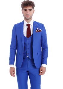 Smoking da sposo blu royal nuovissimo con risvolto risvolto Groomsmen abito da sposa da uomo stile giacca da uomo blazer completo da 3 pezzi (giacca + pantaloni + gilet + cravatta) 852