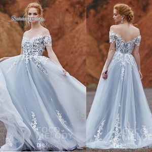 Elegant Off Shoulder Appliques Prom Dresses Short Sleeves High End Quality Evening Party Dress s292T