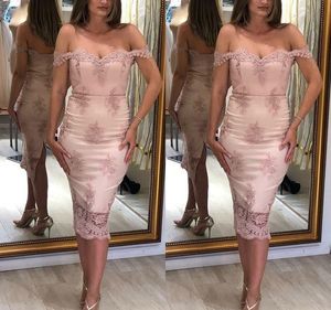2019 elegant rosa kappa cocktail klänning av axlarna te längd formell klubb bär kväll prom party klänning plus storlek anpassad