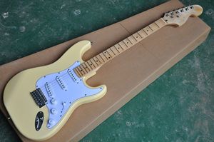 High Quality Electric Guitar, Creamy Yellow Body, Grooved Maple Fingerboard,Chrome Hardwares and SSS Pickups,can be customized.