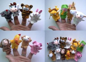 60pcs = 5lot finger marionett plysch leksaker kinesisk zodiac biologisk docka för barn födelsedagspresent djur tecknad film baby favorit finger docka