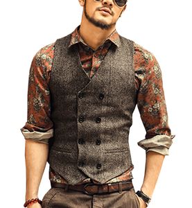 2019 Gilet da sposo in tweed Business Slim Groomsmens / Best Man Gilet formale da uomo Gentleman Cheap Custom Made Size Wedding Prom Cena Gilet