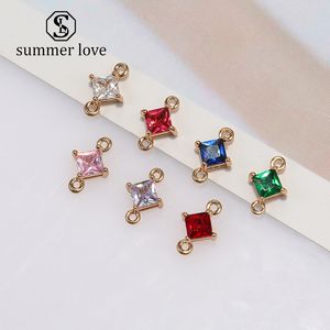 Colorful K9 Crystal Glass Designer Pendant for Necklace Earring Bracelet Fashion Square Transparent Copper Charm for DIY Jewelry Making