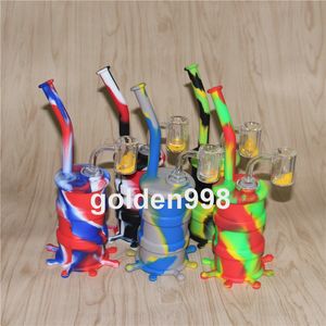 Silikon-Fass-Rigs, Mini-Silikon-Rigs, Dab-Glas-Bongs, Glas-Wasserpfeife, Silikon-Öl-Trommel-Rigs mit Sand-Quarz-Nägeln