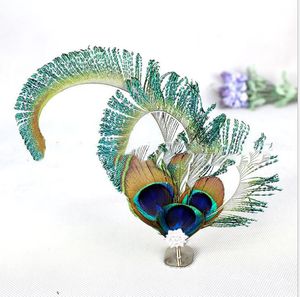 Bride Feather Headdress Peacock Feather Frisör Bowler Hat