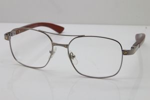 Wholesale-ウッドメガネフレームデザイナーラウンドカーターSantos de Beige Bubinga Wood 5037821金のオリジナルの眼鏡