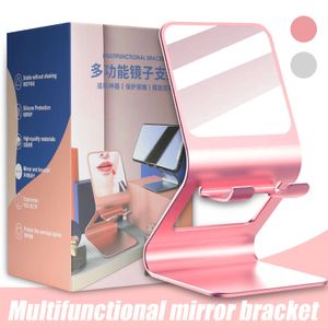 Metal Desktop Tablet Holder Support Desk Mobile Phone Holder with Makeup mirror in box