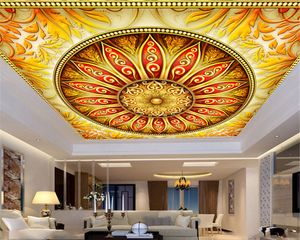 Custom Any Size 3d Wallpaper European Golden Orb Flower Home Decor Living Room Bedroom Zenith Silk HD Wallpaper
