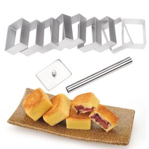 HOT NYA 10 PCS Rektangelkaka Cutter Press Stamp Cookie Decor Fondant Cake Diy Mold Rectangle Cake Cutter Press Stamp HJ245