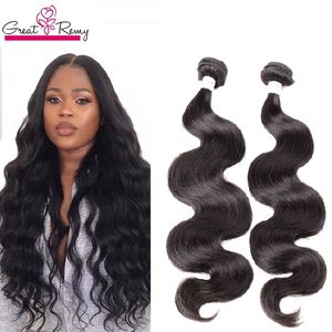 Greatremy® brasilianska rå hårväv Obehandlat Virgin Human Haft Weft Body Wave Hair Bundles Fullständig 1PC Retail 10-24INCH