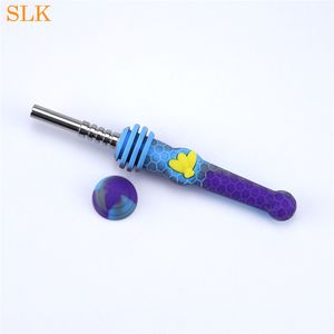 Wholesale spoon nail resale online - Honeycomb Hand Pipe inch Funny Silicone Smoking Tobacco Spoon Oil Titanium nails Silicone Pipes Colorful bongs for Smoking