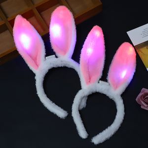 Nowość Oświetlenie LED Light Cekiny Królik Uszu Głowy Zespół Cosplay Sexy Bunny Halloween Party Pałąb Pałąk Karnawał Zwierząt Kobieta Kostium Mix Kolor