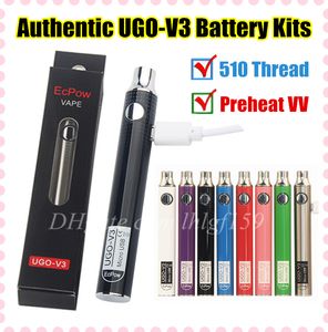 Аутентичные Evod VV Предварительно нагревая UGO-V3 Комплекты аккумулятора UGO ECIG CO2 Pavorizer 510 Revipe Peen Reheating 650 900 мАч батареи