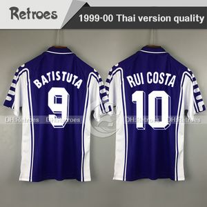 1998 1999 2000 Retro Florence Soccer Jersey 98 99 Florence Home # 9 BATISTUTA # 10 RUI COSTA 99 20 Maglia da calcio retrò Maglia da calcio