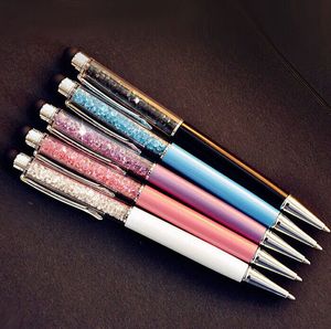 Fashion Design Creative Crystal Pen Diamond Ballpoint Pens Stationery Ballpen Stylus 20 Colors Oily Black Refill