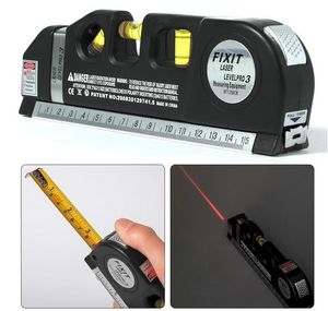 Multipurpose Laser Level Laser Line 8FT Tape Measure Tape Ruler Justerat Standard och Metriska Linjalerivå Mätinstrument