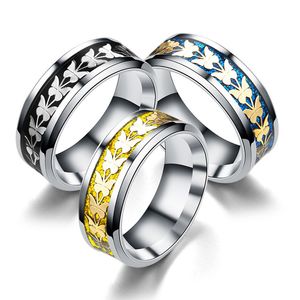 Edelstahl Schmetterling Ringe Band Gold Pailletten Ring Verlobung Hochzeit Frauen Herren Mode Hip Hop Schmuck Drop Schiff