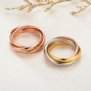 Rose Gold 3 Rings Wrapped Lovers Finger Ring Band Wedding Engagement Rings For Par New Titanium Rostfritt stål Guld Silverfärgsmycken Partihandel