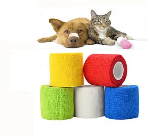 Andningsbar Tearing Pet Dog Cat Leg Cover Potector Rem Elastiska Bandage Non-Woven Fabrics Utomhus Retractable Sports Tape DLH047
