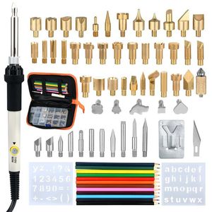 Freeshipping EU Plug 71pcs Electric Temperature Welding Soldering Iron Kit Carved Eectric Iron Tool Set Wood Embossing Burning Solderi