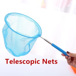 Telescopic Fishing Insect Butterfly Dragonfly Net Stainless Steel Rod Catch Tadpole Fish Net Kids Outdoor Aquarium CleaningTools