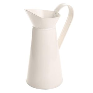 Wholesale tall wedding vases for sale - Group buy Vintage Tall Metal Shabby Chic Cream Vase Enamel Pitcher Jug Flower Container For Wedding Home Decor