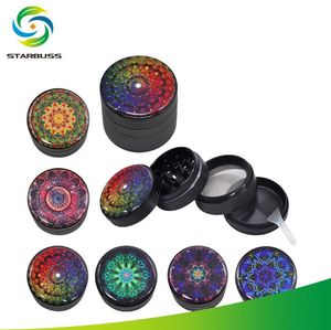 New 50mm Aluminum Alloy Four-Layer Smoke Grinder Color Flower of Life