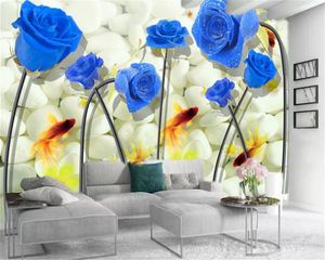 3d Flower Wallpaper Luxury Премиум Blue Rose настроить свой любимый романтический украшения интерьера обои