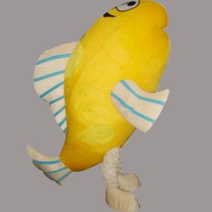 2019 High quality Ocean Fish Furry Polar Mascot Costume Yellow Fancy Party Dress Halloween Carnival Costumes Adult Size