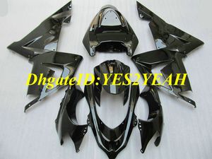 Injection mold Motorcycle Fairing kit for KAWASAKI Ninja ZX10R 04 05 ZX 10R 2004 2005 ABS All gloss black Fairings set+gifts KM17