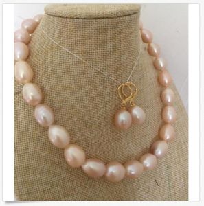elegante collana di perle rosa dei mari del sud da 10-13 mm genuina 18 