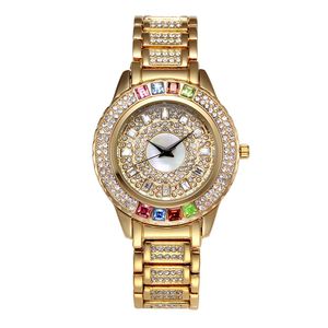 Luxury Women Automatic Iced Out Watch Mens Brand Watch Rome President Wristwatch Red Business Big Color Diamond Watches Men185W