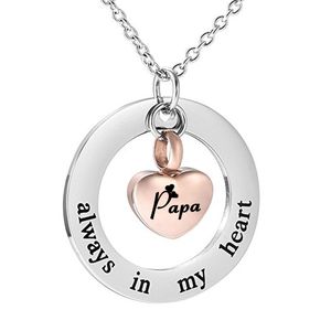 Cremation Jewelry Urn Necklace for Ashes Engraved Always in my heart Memorial Ash Keepsake Heart Memorial Pendant-rose gold