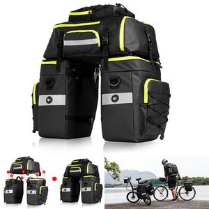 75L MTB Bike Rear Seat Trunk Bag 3 In 1 Multifunction Bicycle Pannier Waterproof Double Side Cycling Luggage Pannier