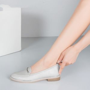 Hot Sale-Basic Flats New Elegant Round Toe Metal Chain Flat Office Career Women Shoes Handmade Simple Style