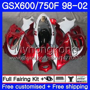 Kropp för Suzuki GSXF 750 600 GSXF750 1998 1999 2000 2001 2002 292HM.67 GSX 600F 750F Katana GSXF600 98 99 00 01 02 FAIRING Mörk röd vit