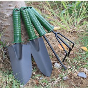 Små spade tre-tandade Rake Garden Tools Kit Four-Piece Gardening Combo Jordodling Weeding Tools