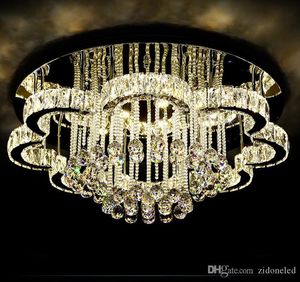 Modern LED Chandelier Round K9 Crystal Ceiling Lights for Living Room Dining Room Restaurant Lighting Fixture