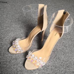 Rontic New Women Sandals Rhinestone Sandals Sexy Thin High Heel Sandals Open Tee Elegant Dress Dress Shoes Women US بالإضافة إلى حجم 5-15