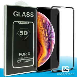 5D-tempererat glas Fullt omslaget krökt glas för 2018 Ny iPhone XR XS Max x Full omslagsfilm 3D Edge Screen Protector för iPhone6 ​​6S 7 8 Plus