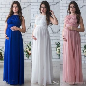 Maternity Sukienka Ciąża Ubrania Lady Eleganckie Vestidos Kobiety w ciąży Szyfonowa Party Formalna Suknia Wieczorowa Fotografia Strzelaj Długie Suknie