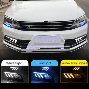 2 sztuk LED dzienne światła do jazdy do Volkswagen Jetta MK7 Sagitar 2016 2017 2018 DRL i Streamer Turn Signal Fog Lampa